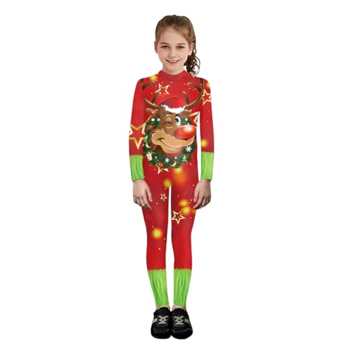 Shukqueen Unisex-Weihnachtskostüm, lustiger Rentier-Overall, roter Performance-Body für Kinder, 140 cm-XL von Shukqueen