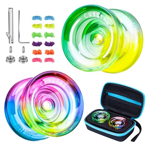 2er Pack Yoyos, Ansprechendes JoJo für Kinder, Finger Spin Yoyo Tricks für Anfänger, Zweifach-Yoyo für Erwachsene mit unempfindlichen Yoyo-Lagern, 12 Yoyo-Saiten, Tasche (Grün Gelb + Gradien) von ShungRu