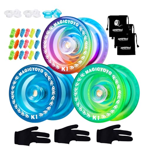 Reaktionsfähiges JoJo für Kinder, 3er Pack Kinder Jojos K1 Set, Tricks JoJo mit JoJo Hubstacks für Finger Spin Tricks + 3 JoJo Taschen + 18 JoJo Schnüre + 3 JoJo Koffer (Blau +Lila +Blau Rosa Gelb) Reaktionsfähiges JoJo für Kinder, 3er Pack Kinder Jojos K1 Set, Tricks JoJo mit JoJo Hubstacks für Finger Spin Tricks + 3 JoJo Taschen + 18 JoJo Schnüre + 3 JoJo Koffer (Blau +Lila +Blau Rosa Gelb) von ShungRu