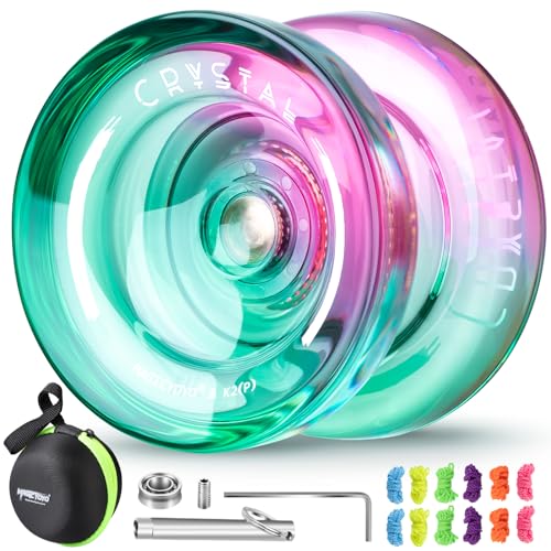 JoJo Profi K2 Responsive Yoyo für Kinder Anfänger, Dual Purpose Yo-Yo mit Unresponsive Yoyo Bearing für Erwachsene + Extra 12 Yoyo Strings + Yo Yo Case + Bearing Kit (Grün Pink) von ShungRu