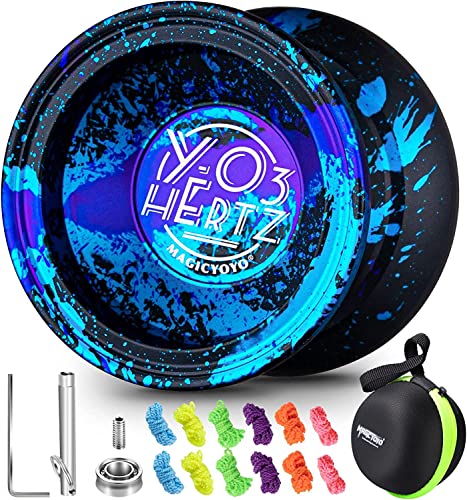 Jojo Profi Y03-Hertz, non-reactive yoyo for Children and advanced players, Profile alloy, Aluminium metal yoyo Ball + Extra 12 yoyo Strings (3 Acid Color) von ShungRu