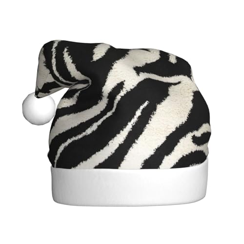 Weihnachtsmütze mit Zebra-Tierdruck, Weihnachtsmannmütze, Urlaub für Erwachsene, Unisex, Weihnachtsmütze für Neujahr, festliche Party, Weihnachtszubehör von Shunieg