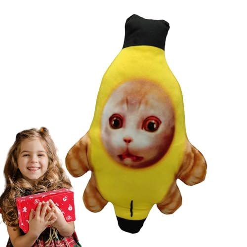 Shurzzesj Bananenkatze, Bananenkatzenspielzeug | Weinende Bananenkatze Plüsch | Bananenkatzen-Plüsch, weinende Bananenkatzen-Plüschkatze, lustiger Bananenkatzen-Schlüsselanhänger mit Sound für Kinder von Shurzzesj