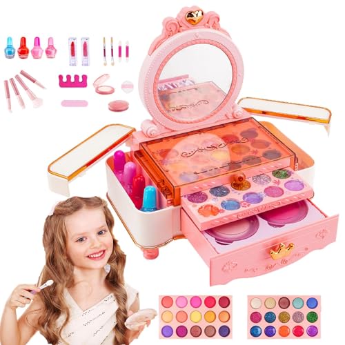 Shurzzesj Kinder-Make-up-Set für Mädchenspielzeug,Mädchen-Make-up-Set für Kinder, Echt waschbares Make-up-Set, Princess Make-up-Spielzeug, Kosmetikset für Kleinkinder, Make-up-Waschtische, von Shurzzesj