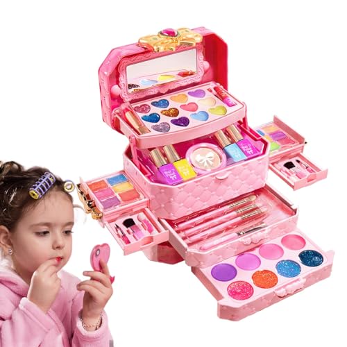 Shurzzesj Kinder-Make-up-Set für Mädchenspielzeug,Mädchen-Make-up-Set für Kinder | Waschbares Kleinkind-Make-up-Set - Echtes Prinzessinnen-Spiel-Make-up-Spielzeug, für 3–12-jährige Kinder, Make-up-Set von Shurzzesj