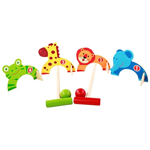 Shurzzesj Krocket-Set aus Holz, Krocket-Spielset für Kinder,Jungle Animal Interaktives Krocketspiel | Lernspiel, verbessert die Hand-Auge-Koordination für Kinder, Indoor-Outdoor-Spiel von Shurzzesj