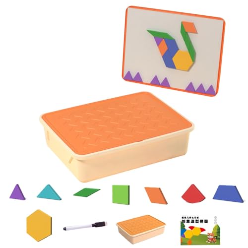 Shurzzesj -Puzzle-Blöcke, Block-Puzzle-Spiel - Tangram-Puzzle für Kinder - Kreatives Puzzle-Brett für Kinder, magnetisches Lernspielzeug für Kinder von Shurzzesj