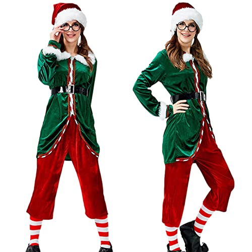 Shurzzesj Weihnachtselfenkostüme für Männer, Elfenkostüme für Erwachsene für Paare - Weihnachtselfenkleidung für Männer und Frauen,Atmungsaktives und bequemes Kostüm für Geburtstagsfeier, Bühnenshow von Shurzzesj