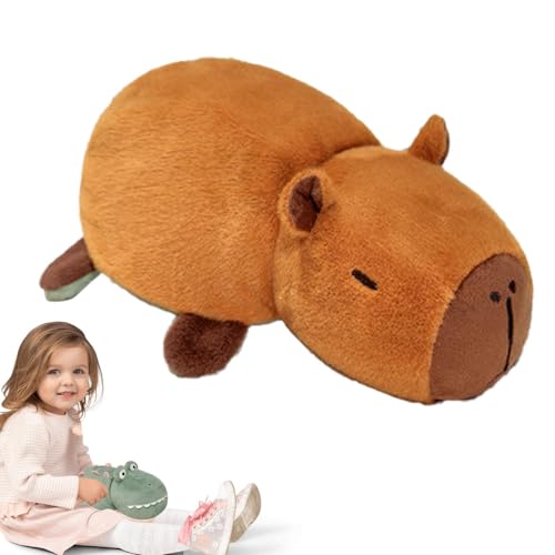 Shxupjn Gefüllter Capybara-Plüsch,Capybara-Plüsch - Reversibles Stoffpuppenspielzeug - Verwandelnde Plüschpuppe, 9,8 Zoll großes weiches Plüschtier, Tierwurfkissen, Tierpuppe für Kinder von Shxupjn