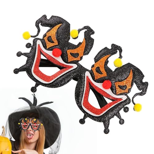 Shxupjn Lustige Halloween-Brillen,Halloween-Kostümbrillen,Glitzer-Partybrille, Foto-Requisite, Kostüm-Spaß-Brille - Kreative Partybrille für Rollenspiele, Party-Stimmungsbrille im Clown-Design von Shxupjn