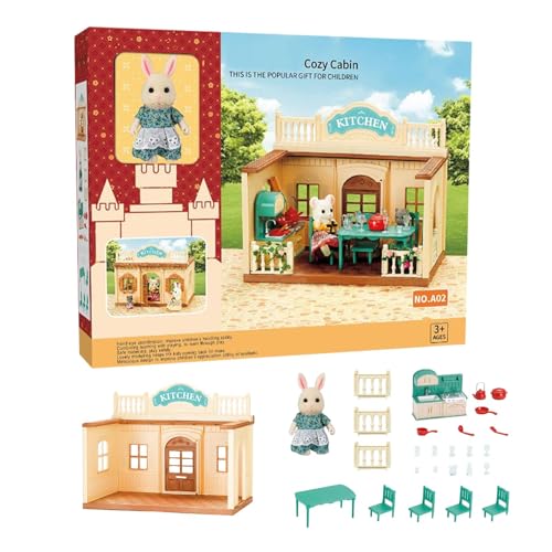 Shxupjn Puppenhaus für Kinder, Puppenhaus-Bausätze zum Bauen - Fine Motor Toys Tiny House Spielset,Kleinkindspielzeug, Miniatur-Puppenhaus, Bausatz, vorgeben, Spielen, Lernspielzeug mit Möbeln von Shxupjn