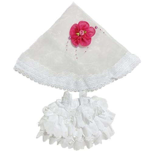 Shxupjn Puppenkleidung, Puppenhochzeitskleid - Weißes Hochzeitskleid Puppenkleidung mit langem Spitzenschleier | Niedliche Plüschpuppen-Accessoires, Hochzeitspuppenanzug mit roten Blumen für Mädchen von Shxupjn