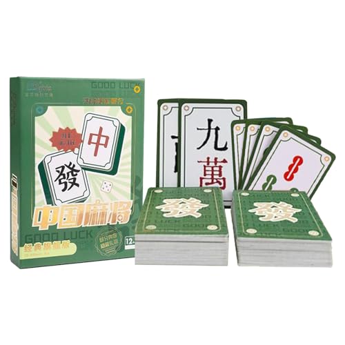 Shxupjn Tragbares Mahjong-Set, Mahjong-Karten-Set, Chinesische Mahjong-Spiele, Chinesisches Mahjong-Poker, Spielkarten, chinesisches Mah-Jongg, tragbares, verdicktes Pokerspiel für Party, Picknick, von Shxupjn
