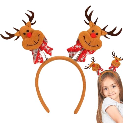 Shxupjn Weihnachts-Haar-Accessoires – elastisches Weihnachts-Rentier-Stirnband, niedliche Stirnbänder für Weihnachten mit glänzendem Rentier in leuchtenden Farben für Fotoautomaten, Damen, Erwachsene von Shxupjn