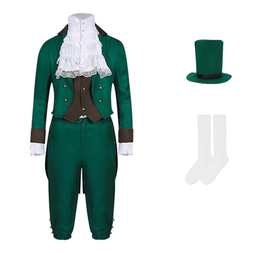 80er Jahre Outfit Männer Vintage Steampunk Herren-Jacken Hosen Zylinder Hut Socken Partys St. Patricks Day Faschingskostüme Cosplay Tailliert Kostüme Anzug Mantel Sakko Jackett Frack Uniformen von Shznruwy