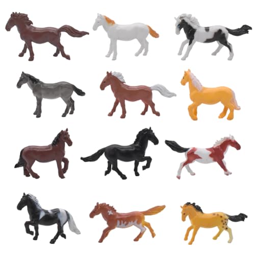 SiSfeL 12Pcs Pferde Tiere-Figuren Set, Mini Pferde Figuren, Realistisch Pferde Figur Set, Pferde Cake Toppers, Geschenk für Kinder, Pädagogisches Spielzeug, Geeignet als Heimdekoration von SiSfeL