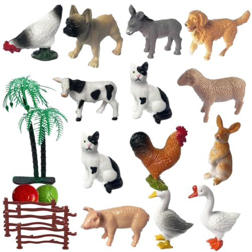 SiSfeL Farm Animal Figures,12pcs Tierfiguren EET Bauernhof Realistische,Miniatur Tiere Bauernhof Spielzeug Lernen Bildung Spielset Tortendeko Bauernhof Tierfiguren Ornamente für Heimdekoration von SiSfeL