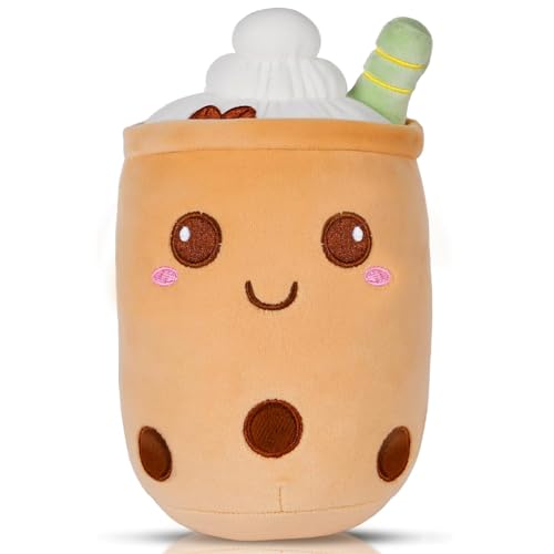 SiSfeL Plush Bubble Tea, Ice Cream Bubble Tea Stofftier,Kuscheltier Plüschtier Bubble Tea Plüschpuppen, Cartoon Plüsch Rückenkissen Geschenk Spielzeug -24cm von SiSfeL