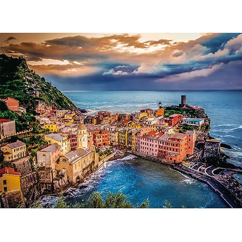 SiTimmGer Puzzle 500 Teile für Erwachsene Cinque Terre Sonnenuntergang Landschaft Herausfordernde Puzzle Natürliche Szene Harte Puzzles Tolles Geschenk für Jungen und Mädchen Familie Spaß Puzzle von SiTimmGer