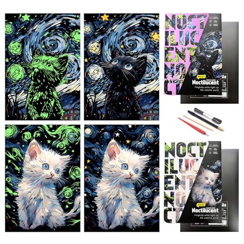 SiYear Scratch Paper Rainbow Painting Sketch, City Series Night Scene,Scratch Painting Creative Gift,Scratchboard for Adult and Kids with 4 Tools von SiYear