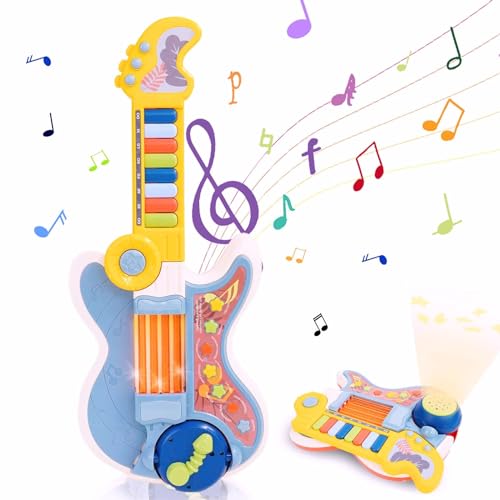 Kinder-E-Gitarre, Musikspielzeug für Kleinkinder, multifunktionales Musikinstrument mit Klavier und Trommel, frühpädagogisches Lerngeschenk für Kinder im Vorschulalter von Siairo