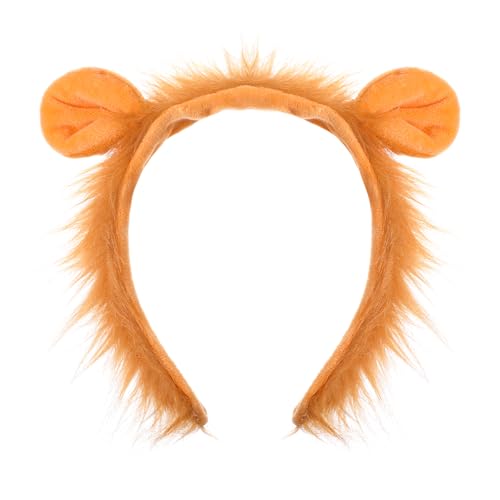 Sibba Löwe Stirnband mit Ohren Mähne Plüsch Löweohren Cosplay Löwen Kostüm Headwear Haarreif Plüsch-Haarband Löwenohren Haarspange Löwenkostüm Accessoire für Halloween Fasching Partyzubehör Geburtstag von Sibba