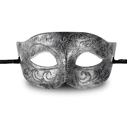 Sibba Halloween Maskerade Maske für Männer Gesichtsmaske Kostümball Party-Verkleidung Maskenball Venezianische Maskerade Augenmaske Weihnachten Karneval Kostüm Fasching Abschlussball Maske (Silber) von Sibba