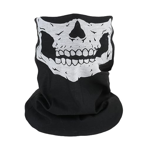 Sibba Motorrad Schädel Gesichtsmaske Gesichts Totenkopf Maske Face Shield für Motorradfahren Halloween Atmungsaktiv Hals Gaiter Kopfbedeckung Sturmhaube Bandana Halstuch Outdoor Fahrrad Ski Radfahren von Sibba