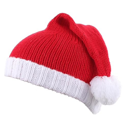 Sibba Weihnachtsmannmütze Weihnachtsmütze Kostümüberzug Rote Pelzmütze Strickmütze Motorhaube Warm Gemütlich Plüsch Verdickte Krempe Dekoration Partymütze Lustige Beanie Winter Festival für Erwachsene von Sibba