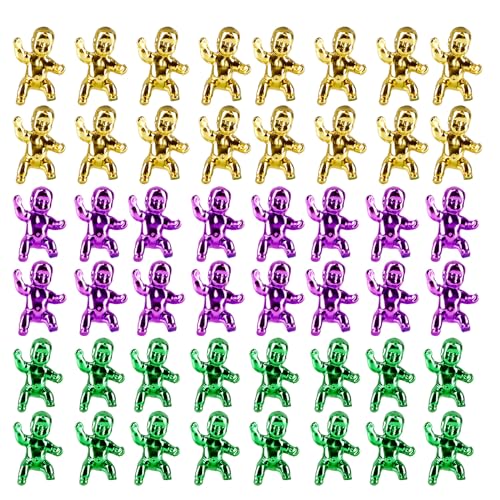 Mardi Gras King Cake Babies 3 cm Kunststoff Gold Lila Grün King Cake Babies für Eiswürfel My Water Broke Babyparty-Spiele (24 Stück) von SicoVision