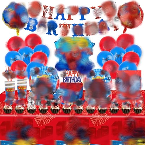 Partygeschirr Geburtstagsdeko, 80 Stück Spider Birthday Decorations Party Deko Geburtstag Cake Topper Deko Teller Pappteller Kindergeburtstag Luftballons Tischdecke Geburtstag für 10 Personen Partygeschirr Geburtstagsdeko, 80 Stück Spider Birthday Decorations Party Deko Geburtstag Cake Topper Deko Teller Pappteller Kindergeburtstag Luftballons Tischdecke Geburtstag für 10 Personen von Sidesea