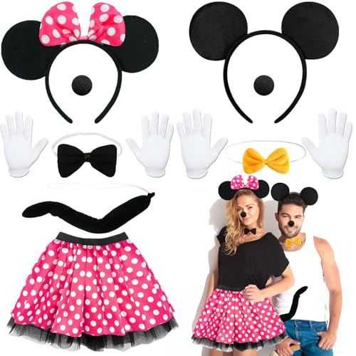 Sidesea Damen Maus Mouse Kostüm, Karneval Kostüm Damen Paare Maus Kostüm Erwachsene Herren Damen Tüllrock Mouse Ohren Haarreif Fasching Mini Maus Kostüm Damen Party Outfits Cosplay von Sidesea