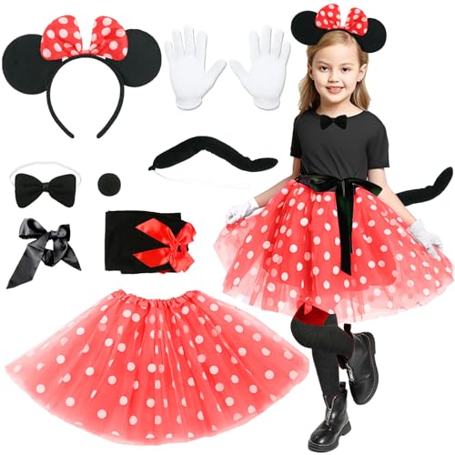 Sidesea Damen Maus Mouse Kostüm, Karneval Kostüme für Kinder Mädchen Tüllrock Mouse Ohren Haarreif Fasching Mini Maus Kostüm Kinder Mädchen Party Outfits Cosplay von Sidesea