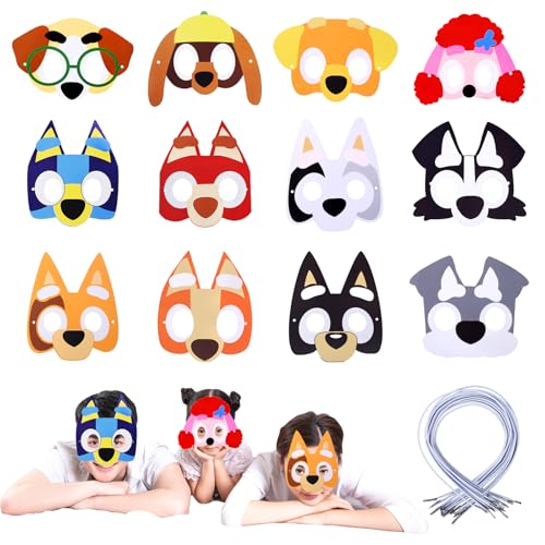 Kinder Party Masken, 12PCS Puppy Mask Blu Cosplay Party Masken Cartoon Maske Dog Maske für Kinder Rollenspiele Erwachsene Kinder Party Maskerade Mitgebsel kindergeburtstag Partygeschenke von Sidesea