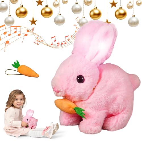 Bunny Mein Realistisches Kaninchen, 2025 Neu Kaninchen Spielzeug Interaktives Elektronisches Colreet Hase mit Geräuschen Bewegungen Wackeln Hasen Kuscheltiere Osterhase Plüschtier (Rosa) von Siebkorb