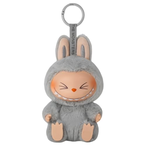 Labubu Popmart Plush Keychain, Pop Mart Labubu Monster Keychain Kuscheltier, 6.7 In Macarons Vinyl Face Pop Mart Plush Doll Keychain Toy Story Figuren Sammelfiguren (Graue Labubu Zwei) von Siebkorb