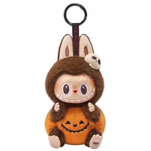 Labubu Popmart Plush Keychain, Pop Mart Labubu Monster Keychain Kuscheltier, 6.7 In Macarons Vinyl Face Pop Mart Plush Doll Keychain Toy Story Figuren Sammelfiguren (Halloween Geld) von Siebkorb