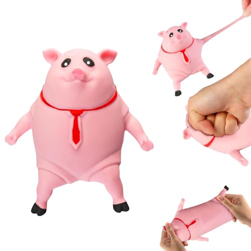 Siebkorb Schwein Quetsch Spielzeug, Anti Stress Schwein Rosa 15*15cm Quetsch Spielzeug Schwein 500g Squishy Squeeze Toys Fidget Toys, Sensorik Autismus Spielzeug Splashy Piggy für Kinder Erwachsener von Siebkorb