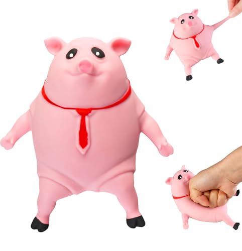 Stress Schwein Stress Spielzeug,9*9cm Anti Stress Geschenke Piggy Squeeze Toy für Erwachsene und Kinder, 180g Antistress Dekompressionsspielzeug, Fidget Toys zur Beruhigung und Entspannung (S) von Siebkorb