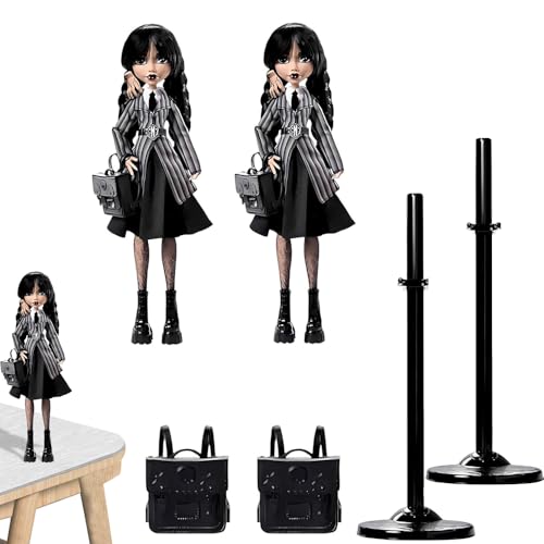 Wednesday Monster High Puppen für Addams, Monster High Wednesday Doll für Addams Family, Wendsday Dolls Accessories Collectible Mit Uniform and Backpack Halloween Christmas Unique Gift (2 PCS) von Siebkorb