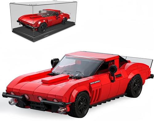 Siellmy Speed Champions Auto Bausatz Corvette mit Acryl Vitrine, 332+ Klemmbausteine Auto Rennwagen Baukästen, Kompatibel mit Speed Champions 2024 von Siellmy