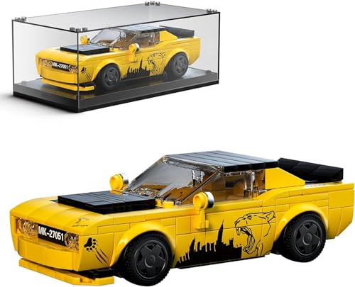 Siellmy Speed Champions Auto Bausatz Hellcat mit Acryl Vitrine, 368+ Klemmbausteine Auto Rennwagen Baukästen, Kompatibel mit Speed Champions 2024 von Siellmy