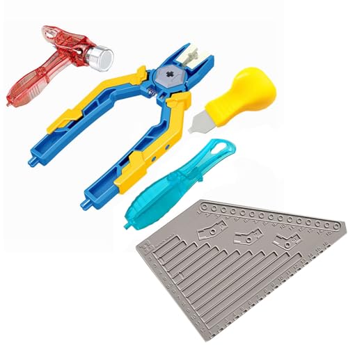 Siellmy Technik Ersatzteile Set, 5PCS Brick Separator Werkzeug inklusive Messlineal, Hammer, Hilfszange, Klemmbausteine Steinetrenner Brechstange Bausteine Trenner Kompatibel mit Technic Ersatzteile von Siellmy