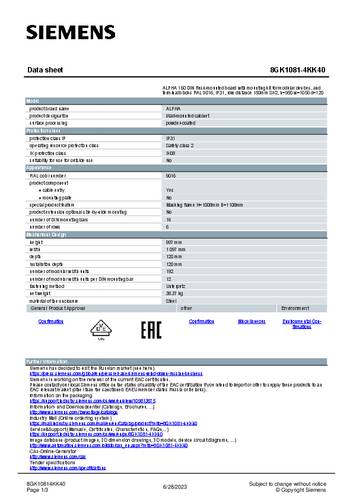 Siemens 8GK10814KK40 8GK1081-4KK40 Verteilerschrank Inhalt 1St. von Siemens