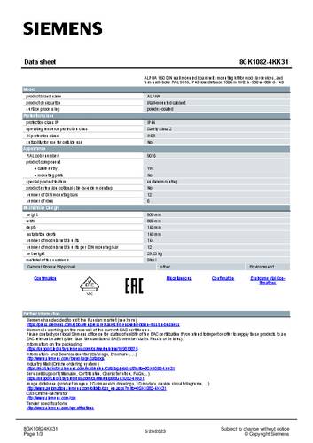 Siemens 8GK10824KK31 8GK1082-4KK31 Verteilerschrank Inhalt 1St. von Siemens