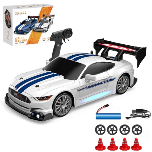 Siereolly Drift Car 1:24 Rennauto Ferngesteuert 20km/h 4WD 2,4 GHz Fernsteuerung Mini RC Car mit LED-Leuchten Für Kinder von Siereolly