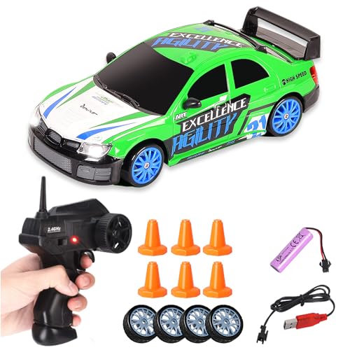 Siereolly RC Drift Car 1:24 Ferngesteuertes Auto 2,4Ghz Spielzeugauto 15km/h 4WD Ferngesteuertes Rennauto mit Arbeitsscheinwerfern Geschenk für Erwachsene Kinder von Siereolly