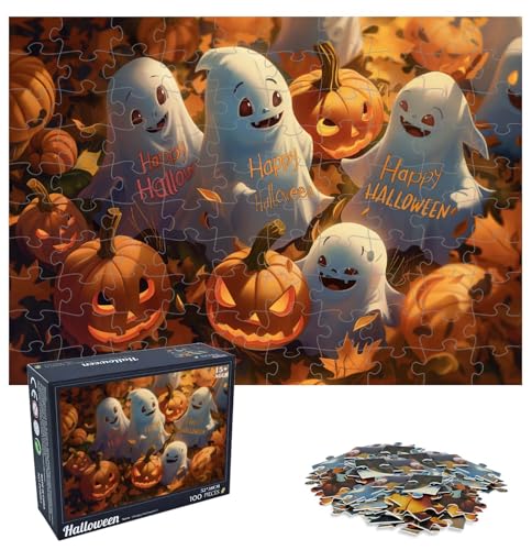 SietDESEO 100 Teile Halloween Puzzle für Kinder Geisterpuzzle Happy Halloween Puzzle Herbst Puzzle Puzzle für Kinder Kürbis Puzzle von SietDESEO