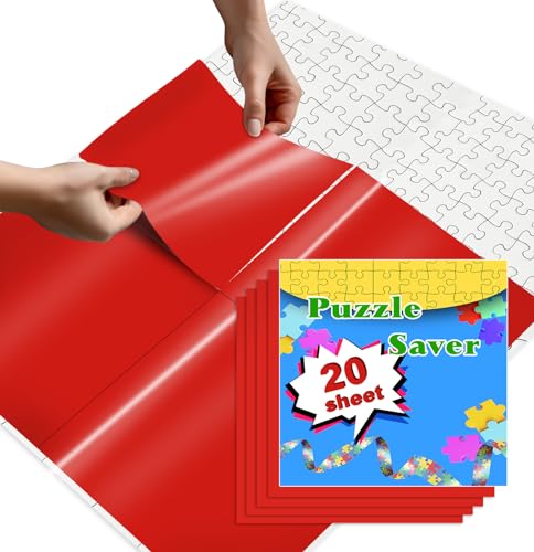 SietDESEO 20 Blatt rote Puzzle-Sparer, bewahren Sie 3 x 1000 Puzzle-Klebeblätter auf, abziehen und aufkleben, kein Stress und kein Durcheinander, Puzzle-Klebeblätter und Rahmen, um Ihr fertiges Puzzle von SietDESEO