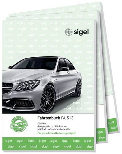 Sigel 513F3 DIN A5hoch Fahrtenbuch Anzahl der Blätter: 64 Grün, Weiß 3St. von Sigel